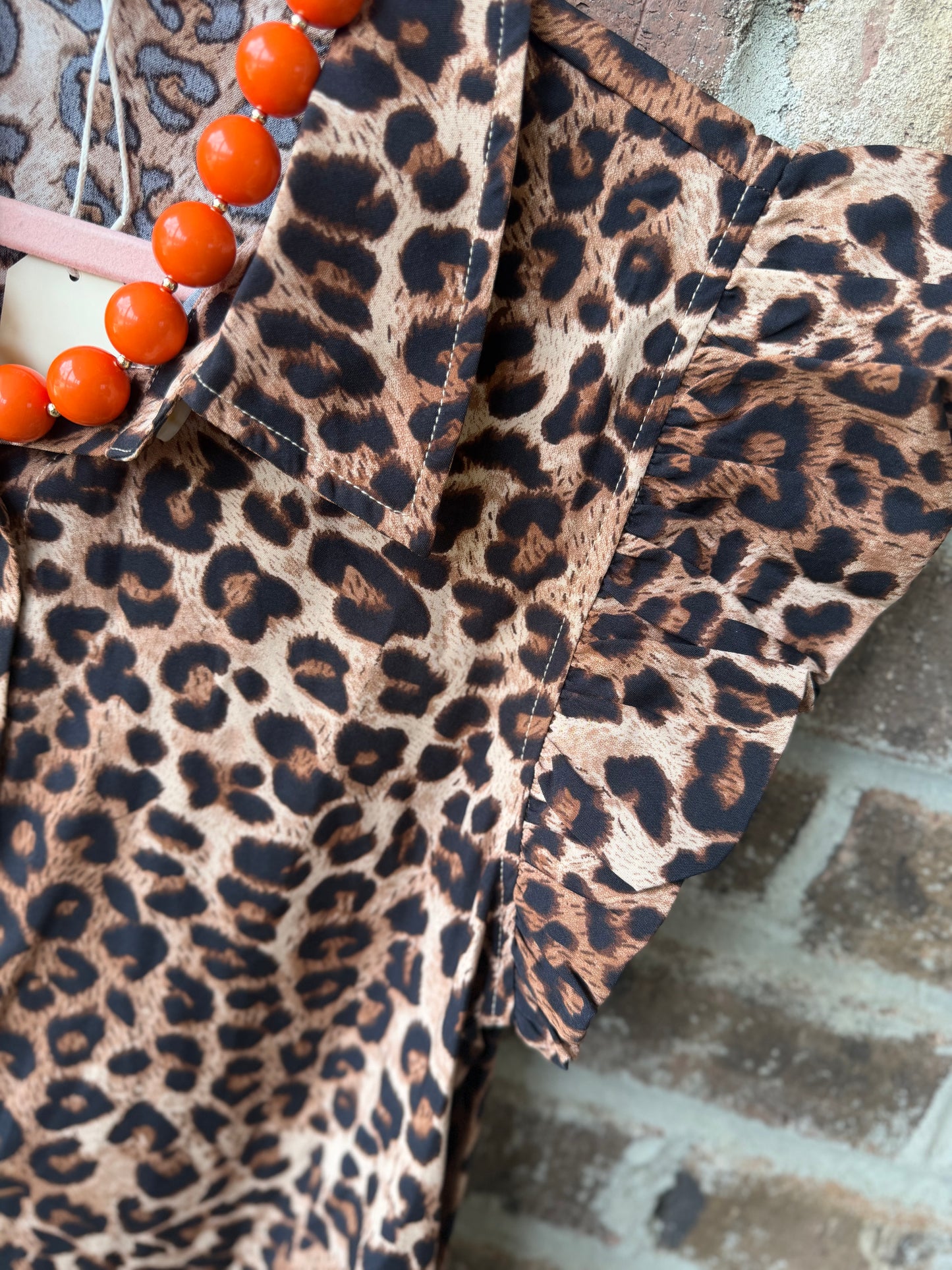 Animal Print Puff Sleeve Midi Dress