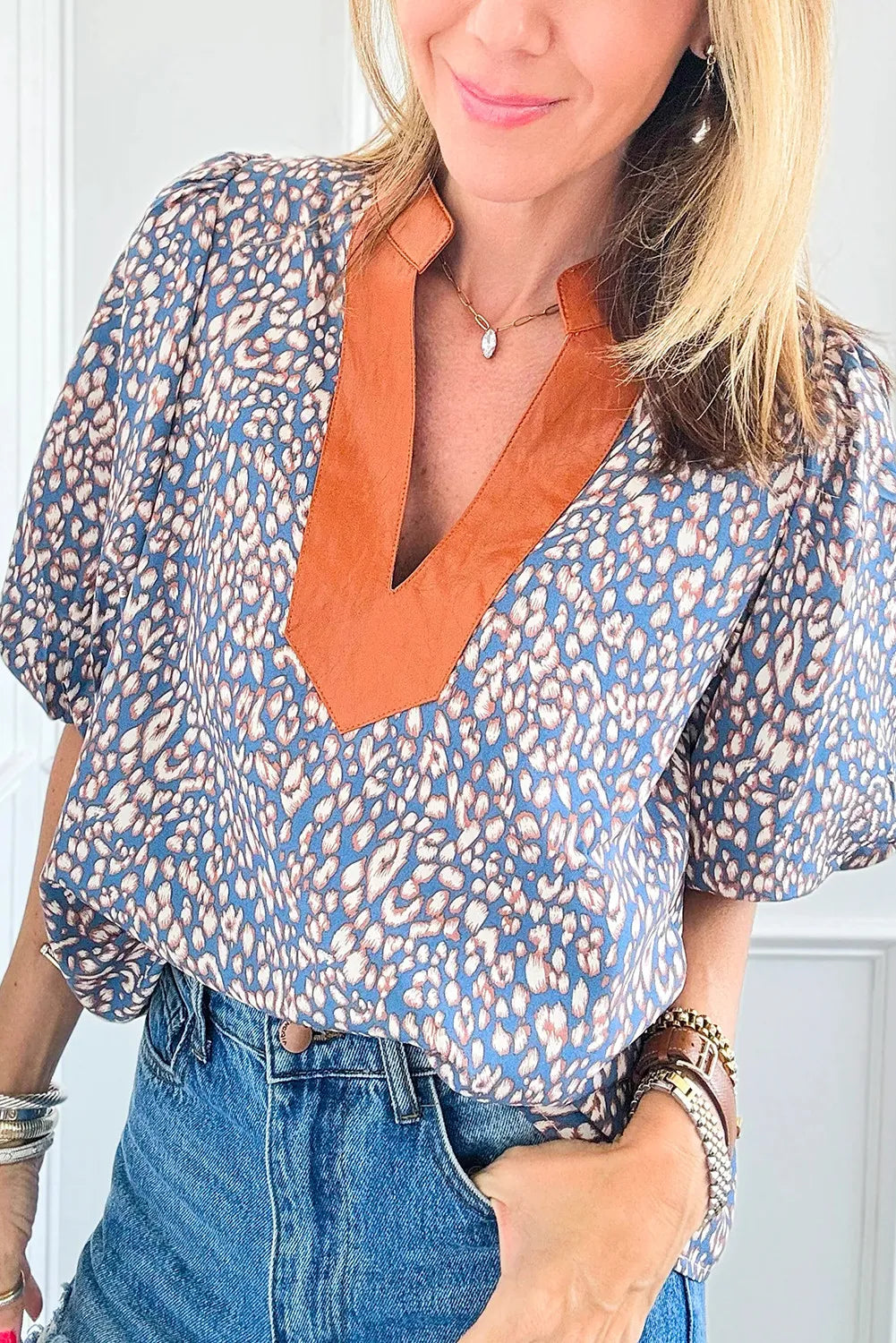 Ashleigh Blue Leopard Print Top