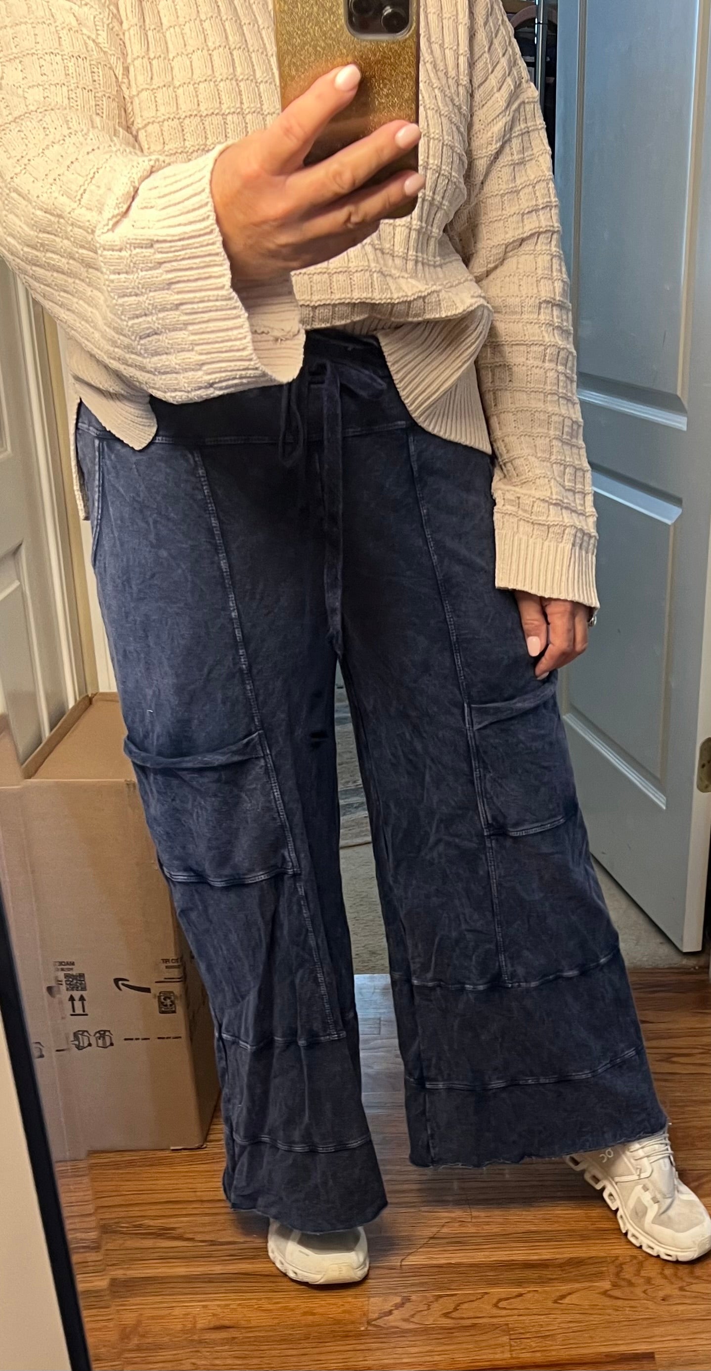 Navy Mineral Wash Pants