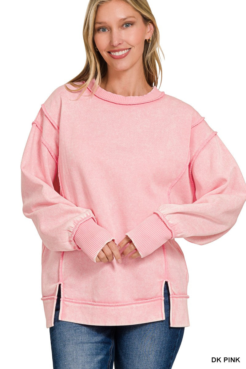 Pink Acid Wash Sweatshirt