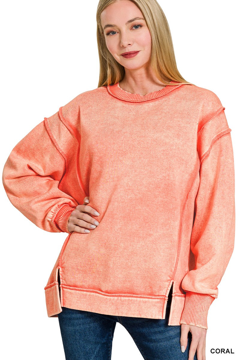 Orange Acid Wash Sweatshirt