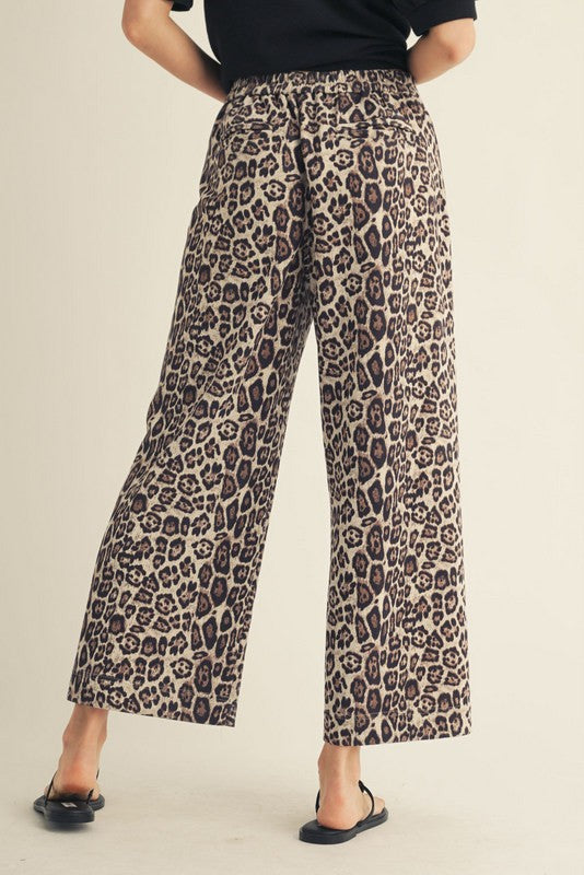 High Waist Wide Leg Leopard Pants