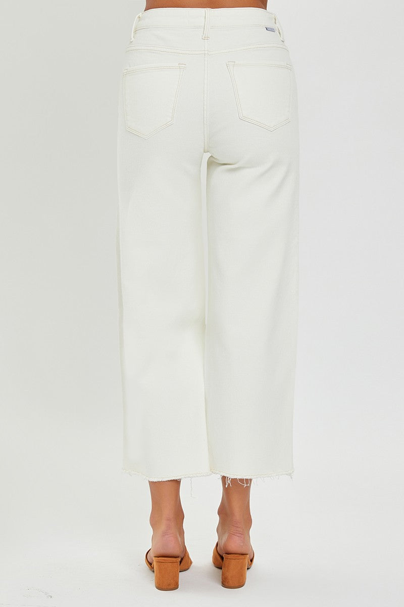 Risen Cream Crop Wide Leg Pant-Cream
