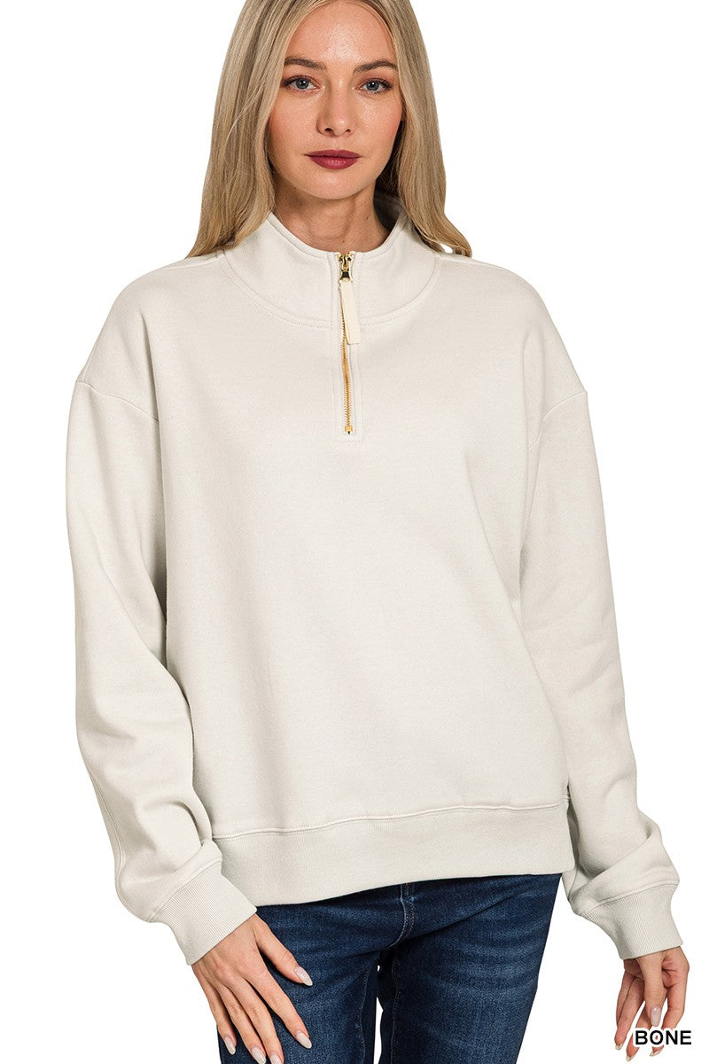 Bone Fleece Half Zip Sweatshirt