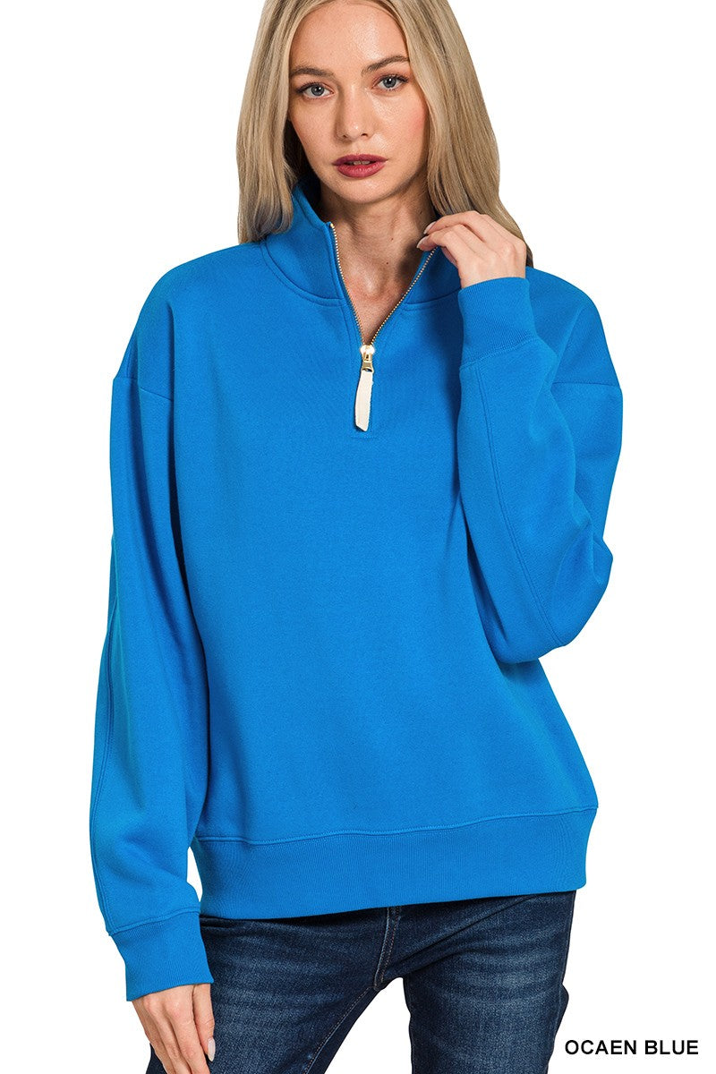 Ocean Blue Half Zip Pullover