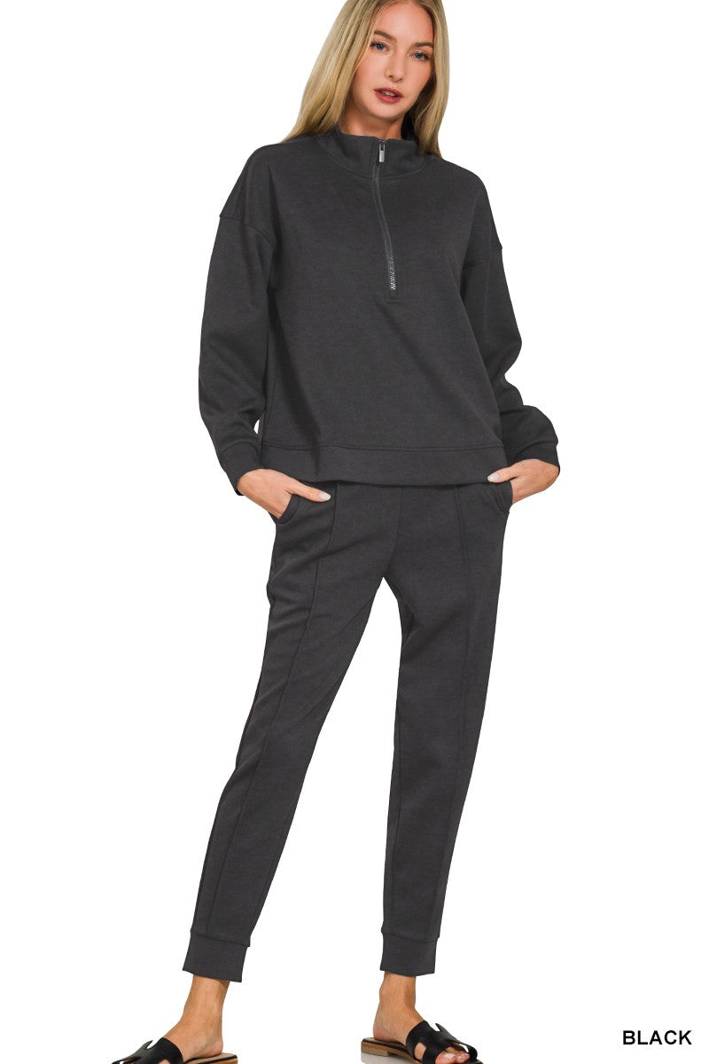 Black Scuba Half Zip Pullover & Jogger