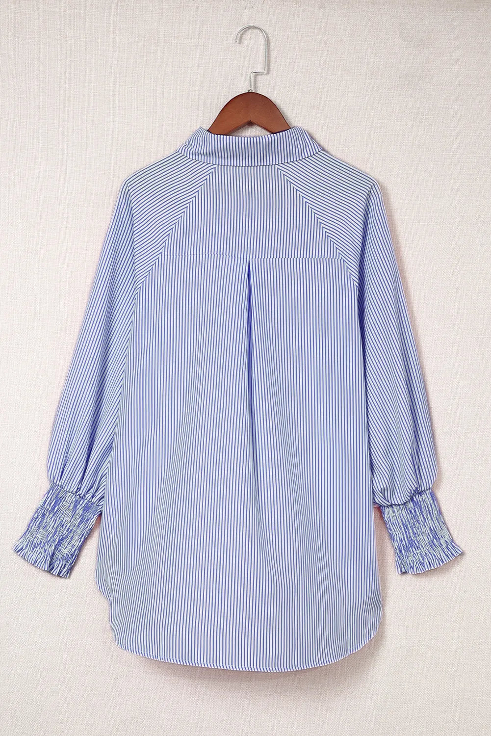 Blue Striped Button Up Long Sleeve Top