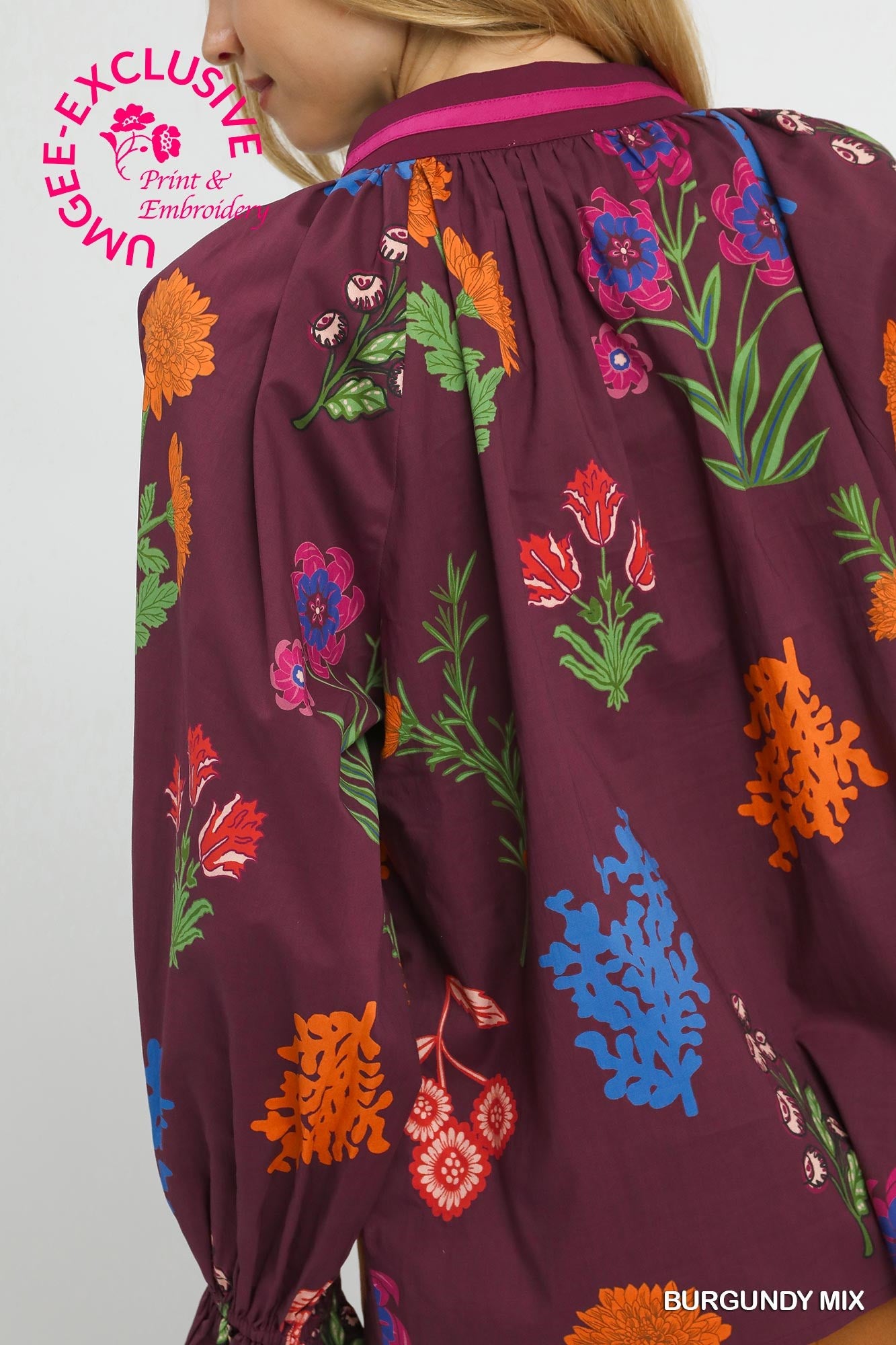 Burgundy Mix Long Sleeve Top