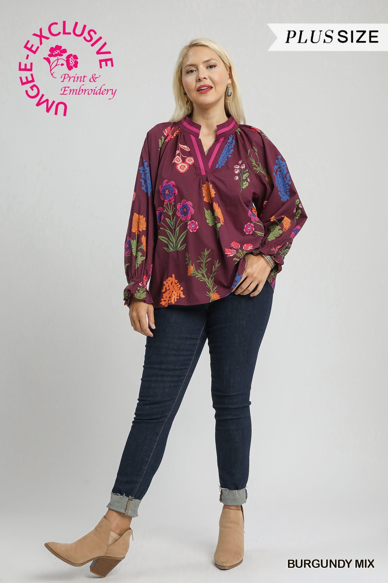 Burgundy Mix Long Sleeve Top