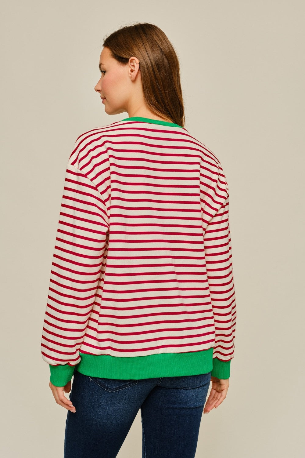 Jodifl Merry Stripe Drop Shoulder Pullover