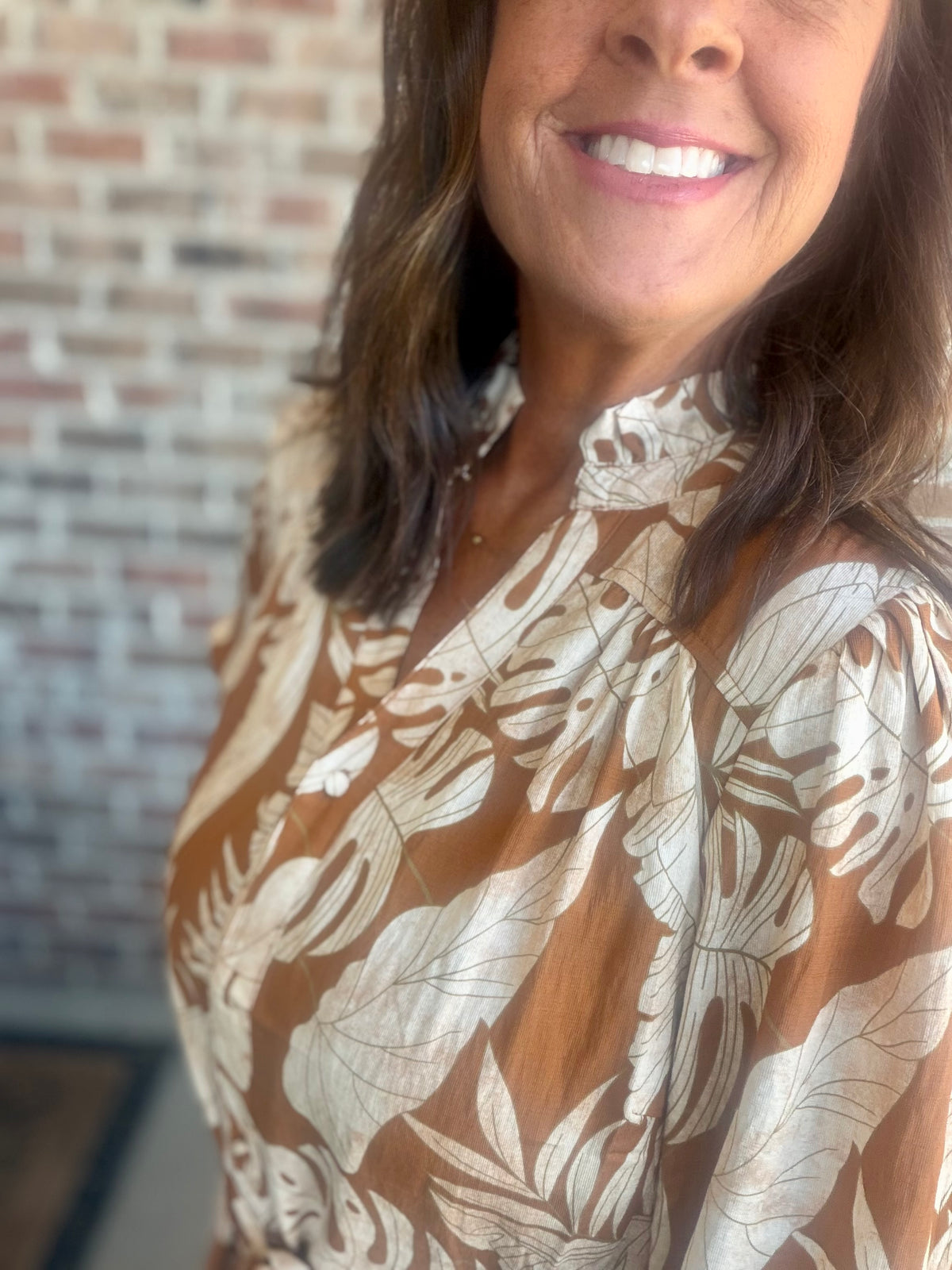 Tropical Leaf Print Maxi Dress