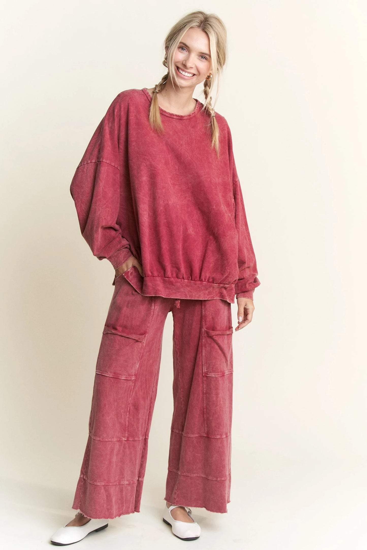 Burgundy MIneral Wash Pants