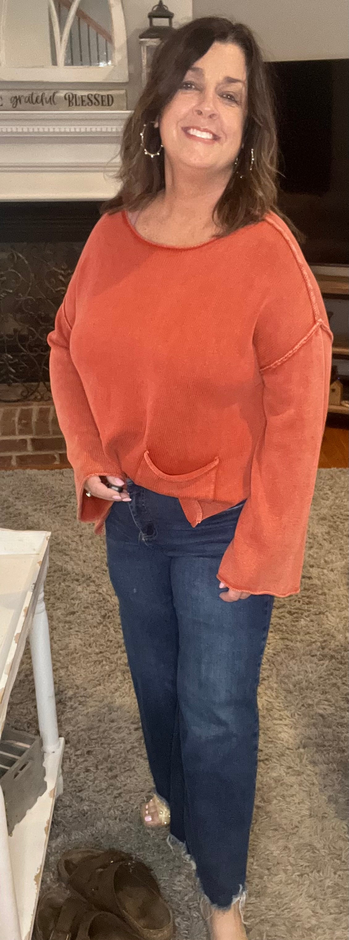 Rust two pocket sweater