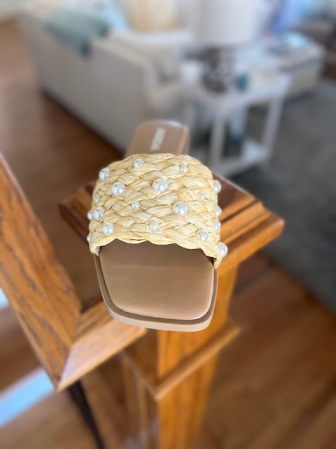 Raffia Pearl Detail Slide
