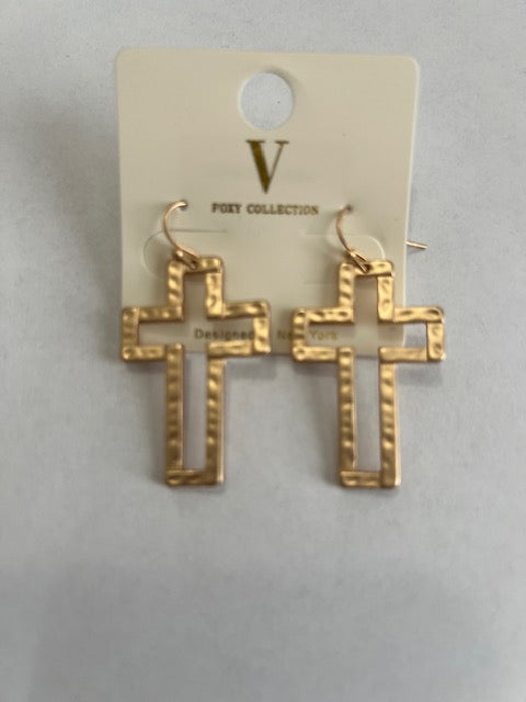 Gold Cross Earrings