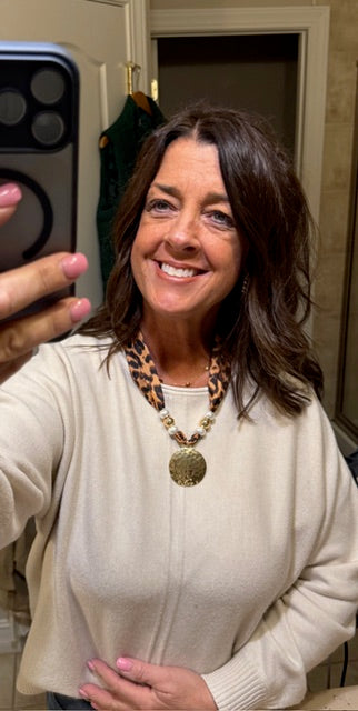 Leopard Scarf Necklace Closed Circle