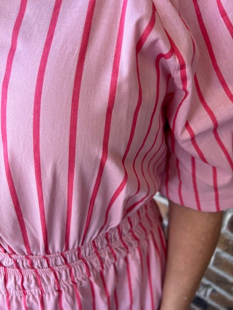 Puff sleeve Pink on pink mini dress