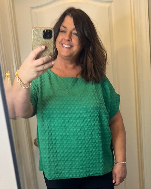 Back Button Textured Top-Green