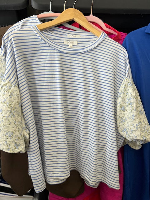 Striped Top with Floral Sleeves