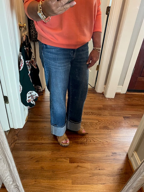 90's Vintage Cuffed Flare Jeans