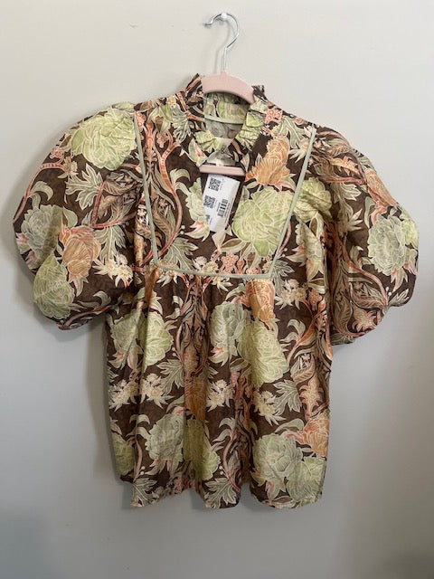 Brown Mix Floral Multi Color Bubble Sleeves