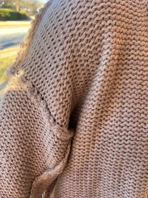 Wide Dolman Sleeve Chunky Knitted Sweater-khaki