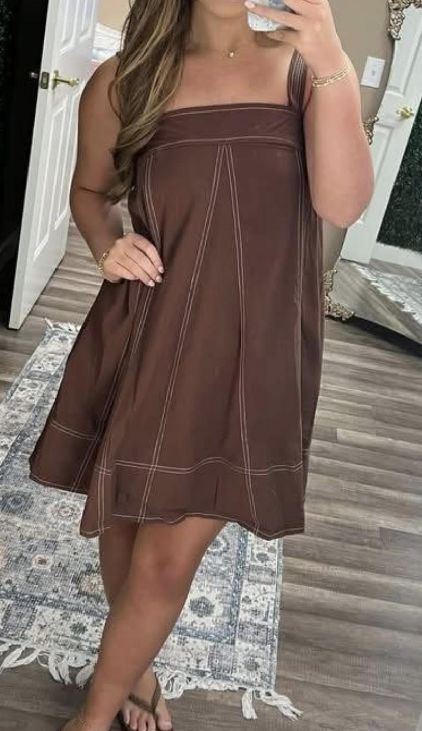 Brown Mini Pullover Dress - Simply Pink Boutique