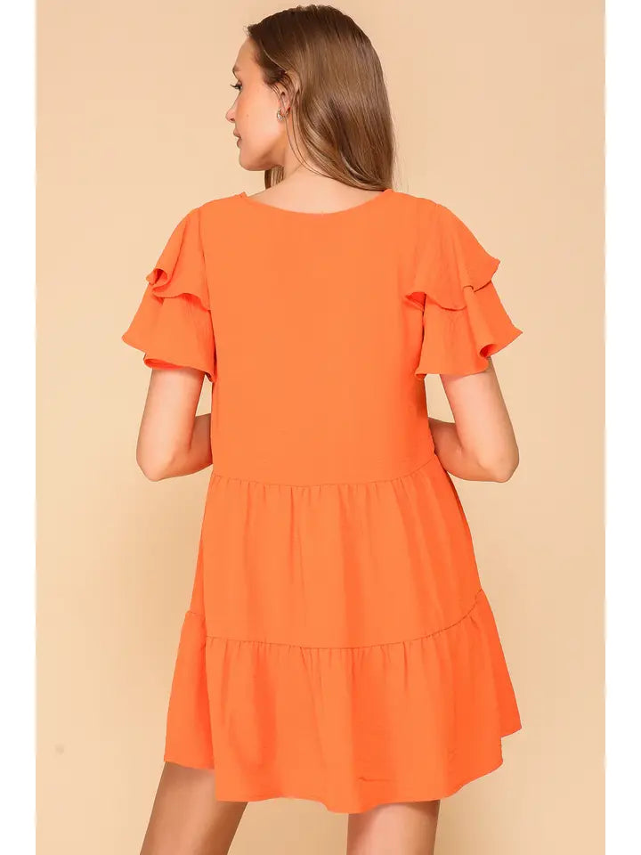 Orange Tiered Mini Dress