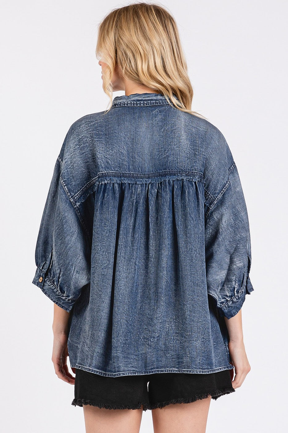 Light Denim Dolman Sleeve Top