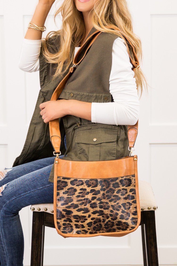 Leopard Animal Print Crossbody Handbag Purse - Simply Pink Boutique