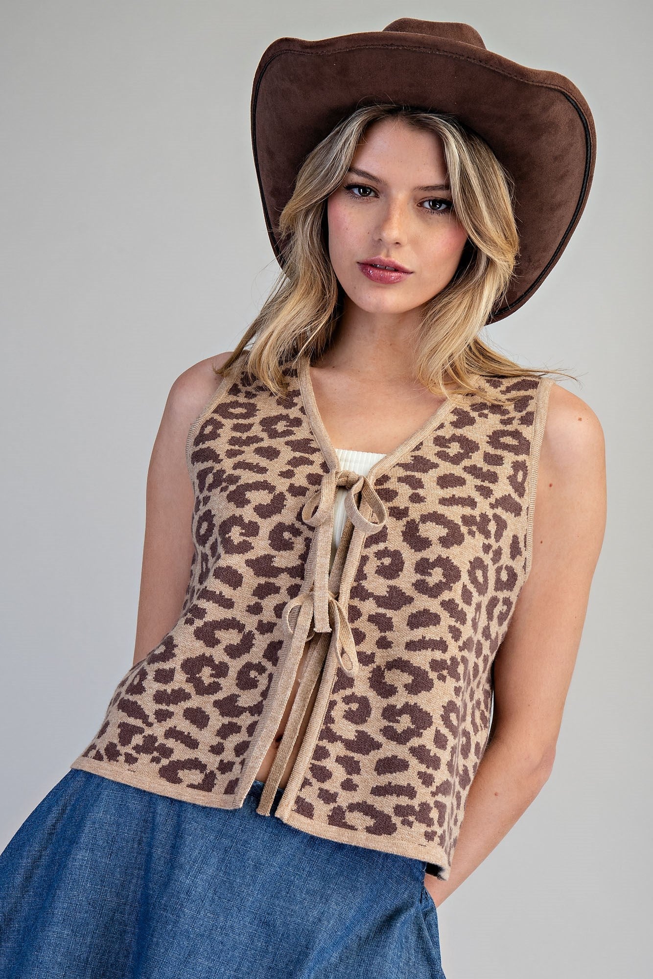 Leopard Print Sweater Vest - Simply Pink Boutique