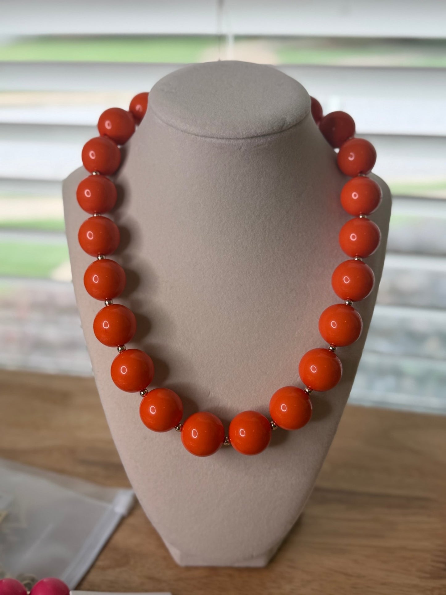 Orange Beaded Necklace - Simply Pink Boutique