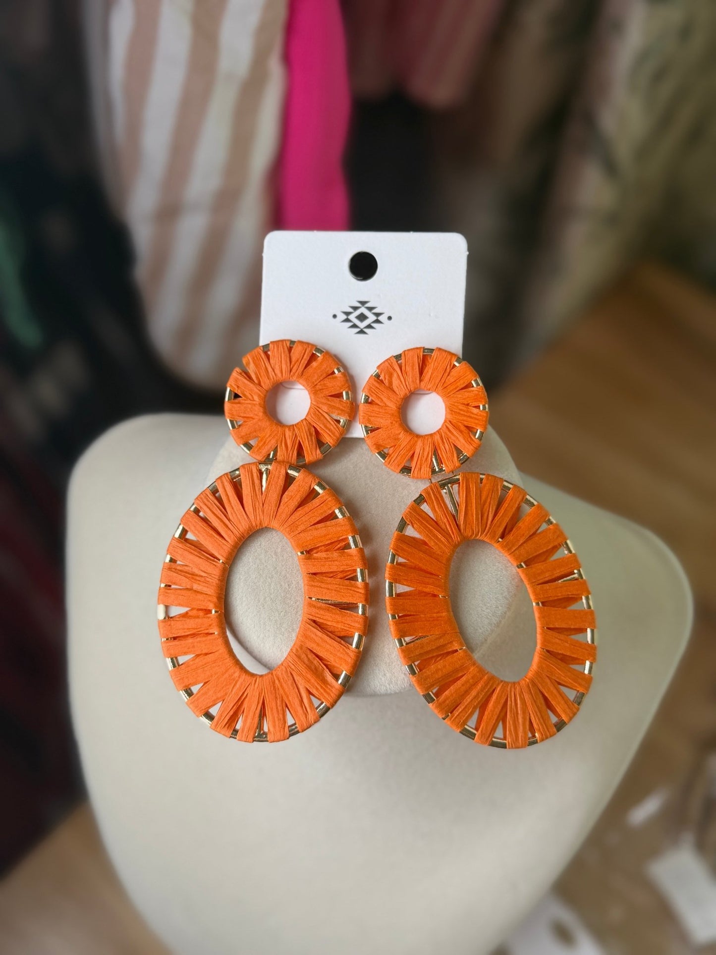 Orange Oval Earrings - Simply Pink Boutique