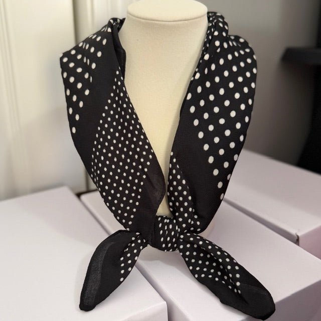 Rosette & Polka Dot Scarf Black - Simply Pink Boutique
