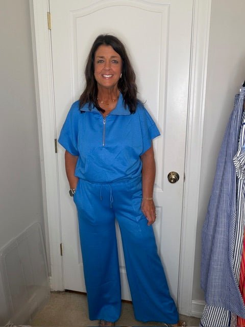 Short Sleeve Pant Set Royal Blue - Simply Pink Boutique