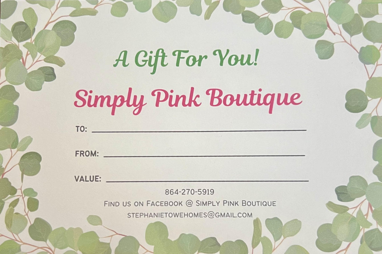 Simply Pink Boutique Gift Card - Simply Pink Boutique