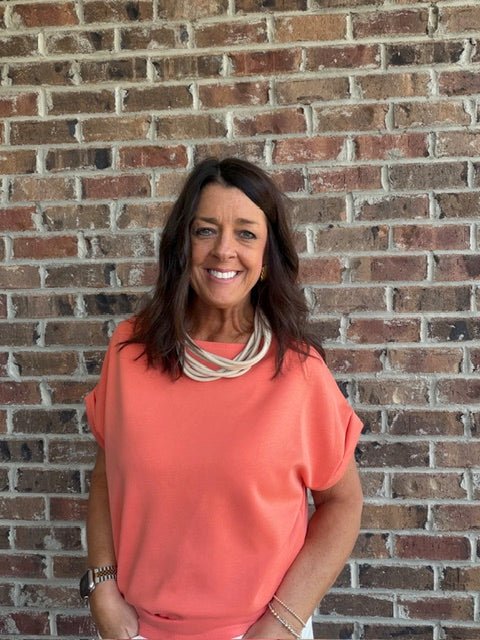 Tangerine Scuba Short Sleeve Top - Simply Pink Boutique