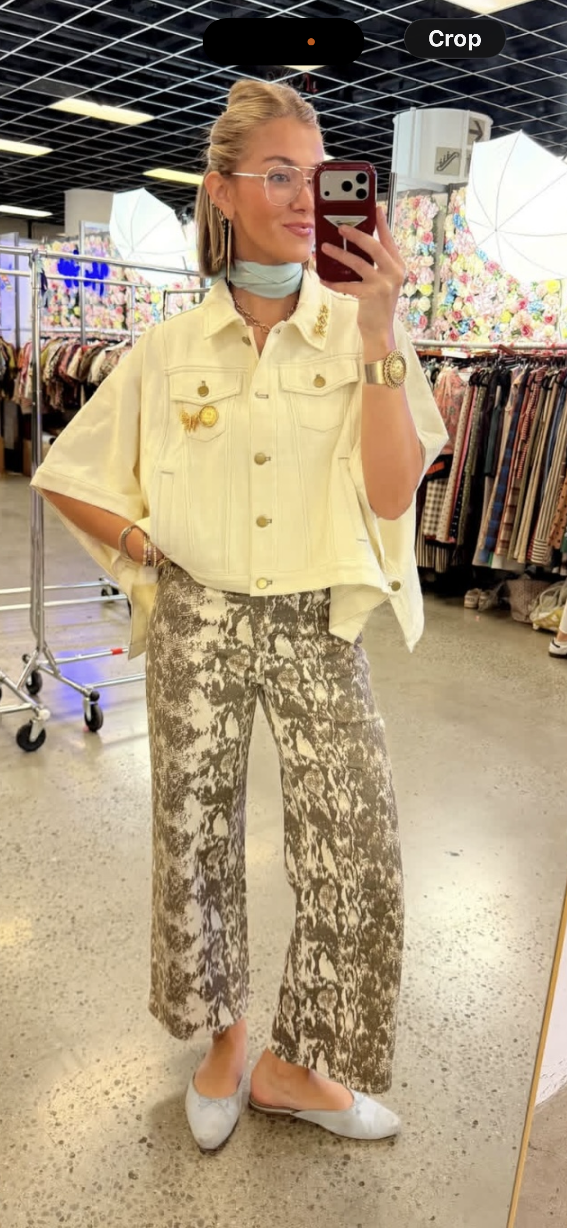 Denim Poncho-Cream