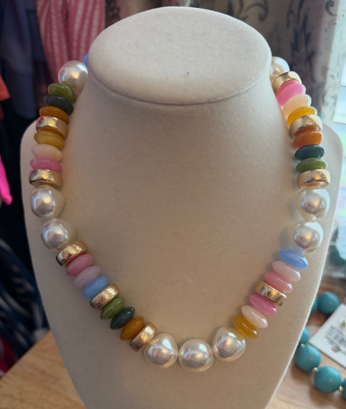 Pearl & Rondelle Shape Beads Necklace