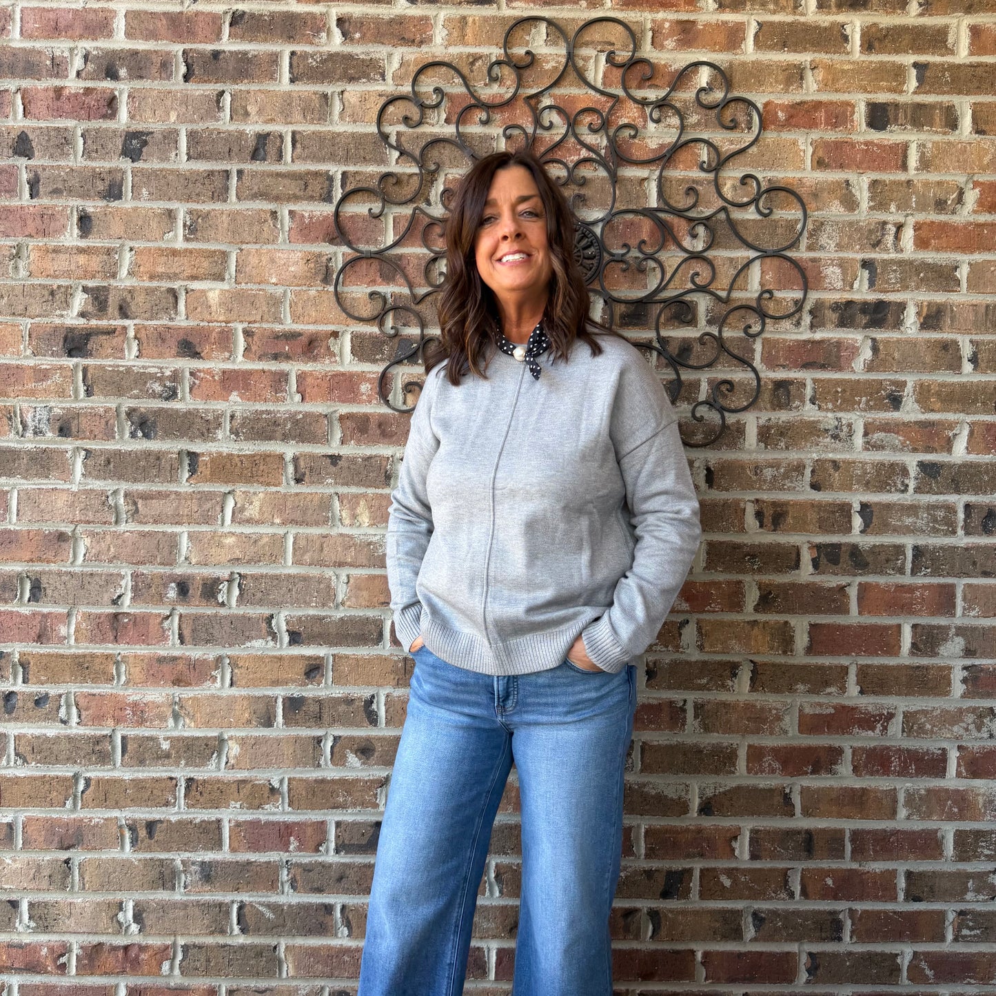 Gray Center Seam Sweater