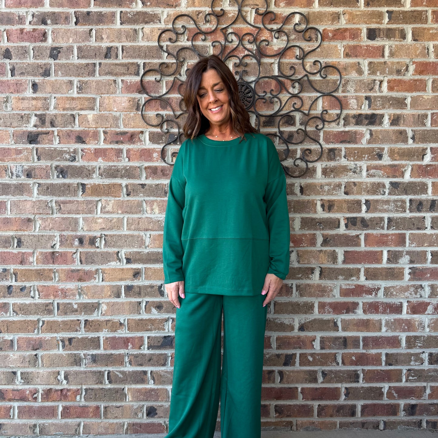 Hunter Green Scuba Top & Pants Set