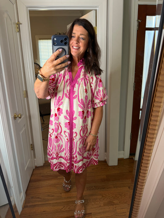 Boho Smocked Pink Dress