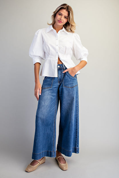 Wide Leg Pockets Jeans