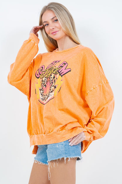 Game Day Mineral Wash Graphic Sweatshirt-Go Get em Tiger!