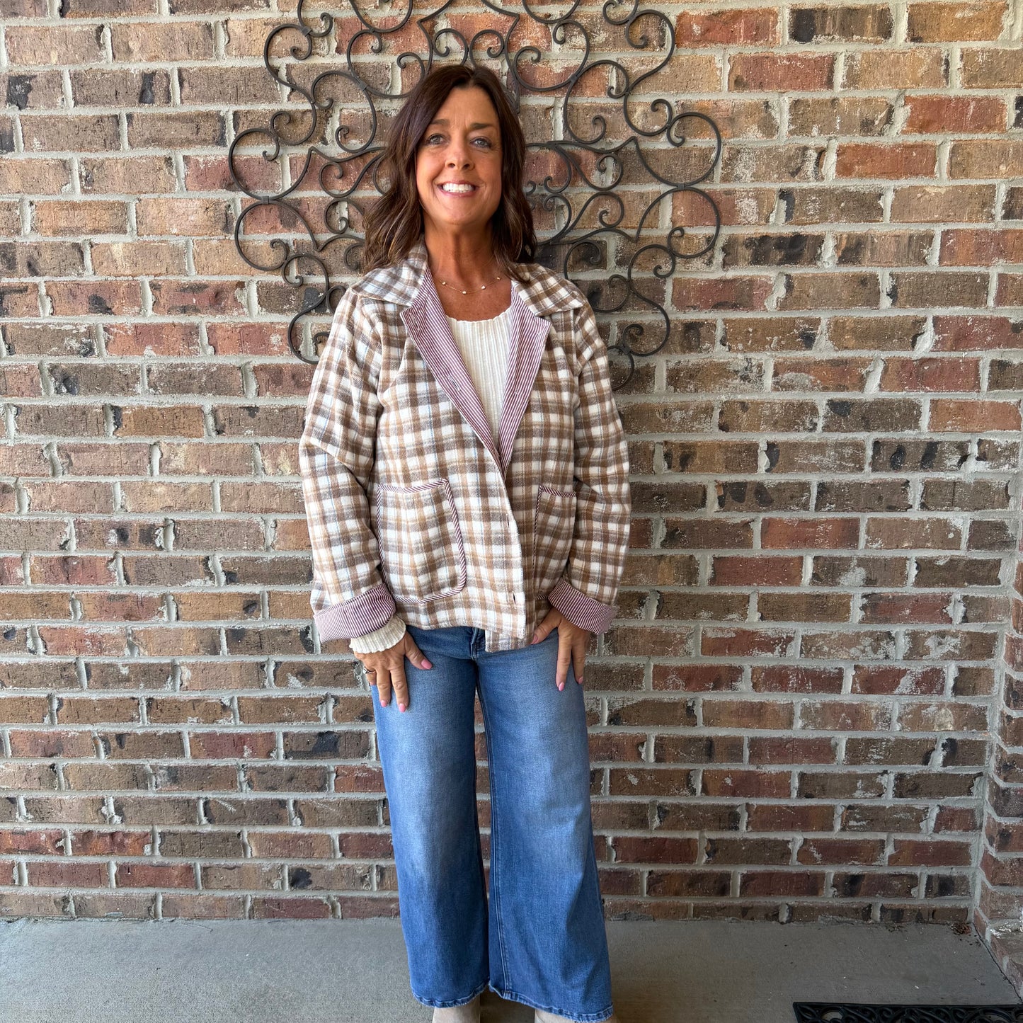 Plaid Stripe Detail Shacket