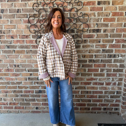 Plaid Stripe Detail Shacket