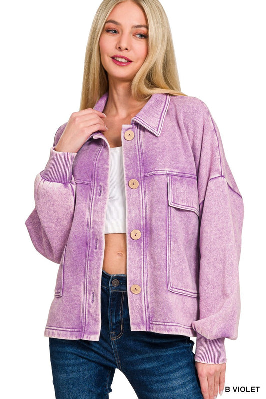 Purple Acid Wash Shacket