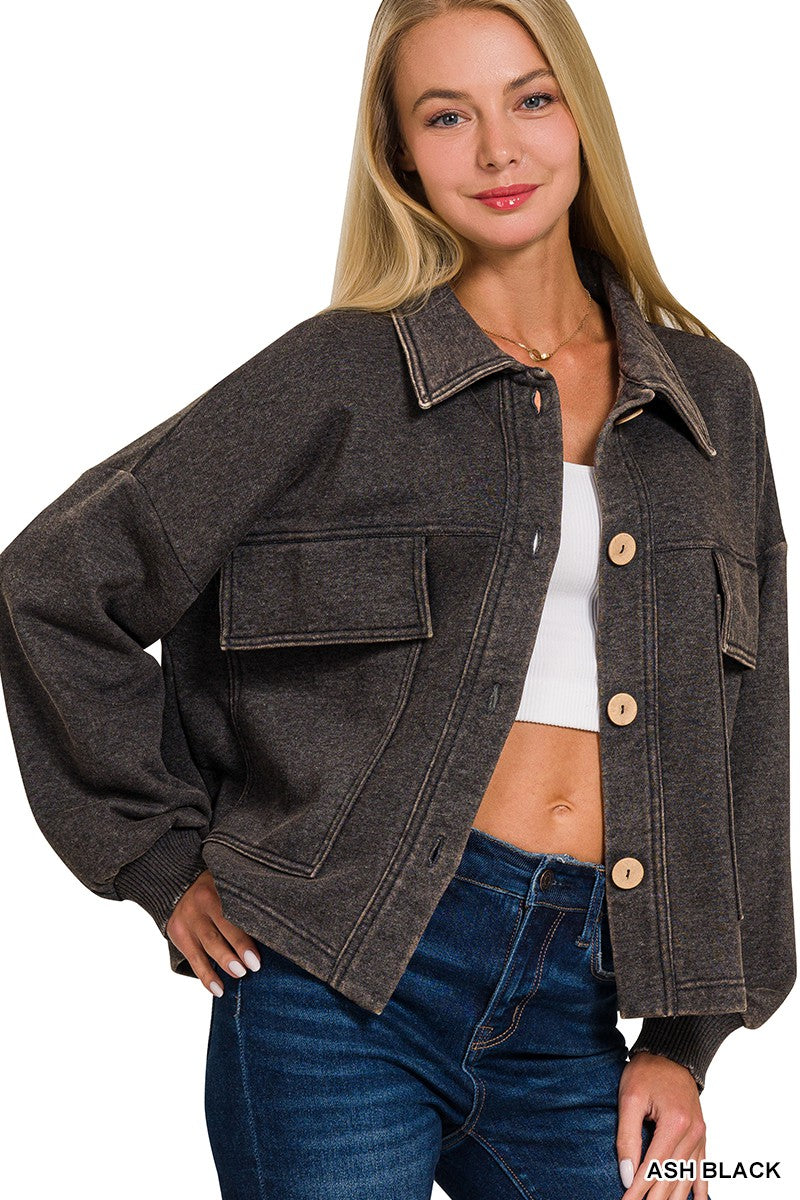 Acid Washed Black Shacket