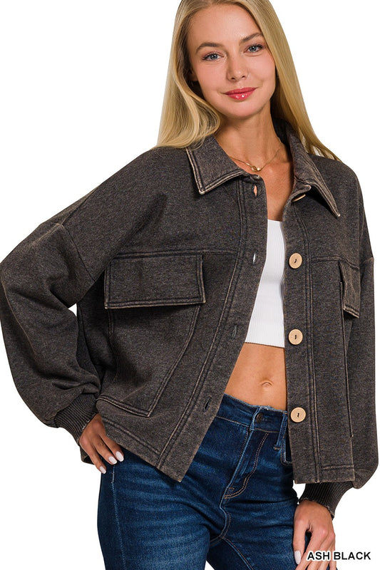 Acid Washed Black Shacket