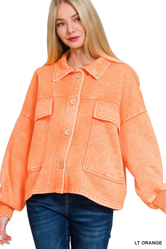 Orange Acid Wash Shacket